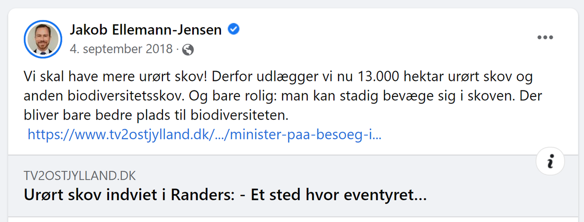 MortenDDHansen's tweet photo. 750 KM2 URØRT STATSSKOV!
I 2014 udlagde Thorning-regeringen 250 hektar urørt statsskov. I 2018 bød @JakobEllemann ind med 13.000 hektar. Nu har @LeaWermelin et al. leveret 75.000 hektar urørt statsskov - en 300-dobling på 8 år. ❤️ #dkpol #biodiversitet

 https://t.co/2NlSlaes51 https://t.co/pAoPjXOlaX