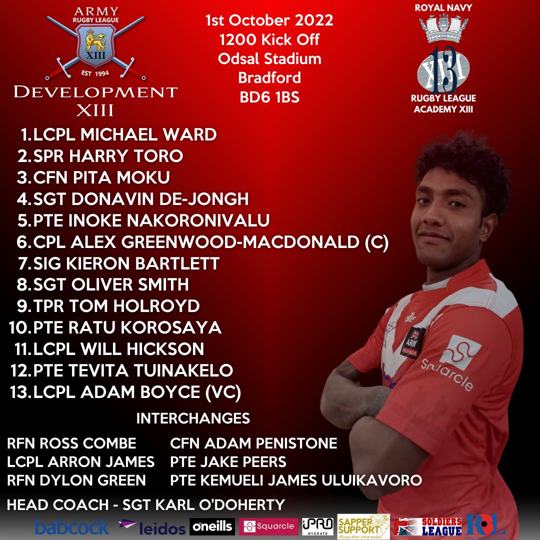 ArmyRugbyLeague's tweet photo. Just under 2 hours till the first game kicks off and this is how your @BritishArmy teams will look today!

Join us here at Odsall stadium for what is guaranteed to be an amazing day of #RugbyLeague https://t.co/YA4Tic8lvr