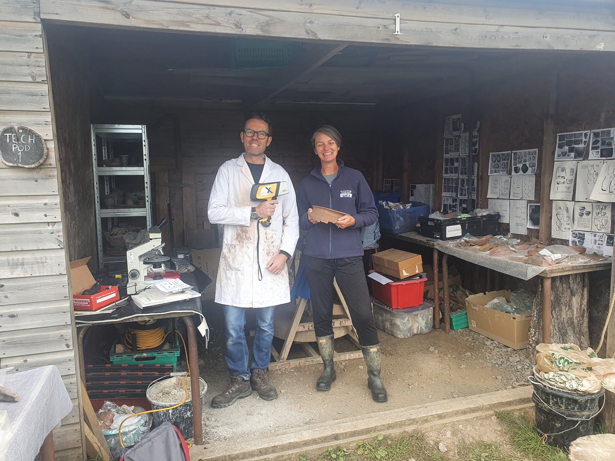 MatthewPope's tweet photo. This year we've brought ceramic science & expertise to #Archaeotech22. Louise Rayner @TW11archaeomum and Patrick Quinn @DrPatrickSeanQ1 are here in their fab field lab to teach our students about what ancient pottery can tell us about ancient lives. https://t.co/iipcoScGQl