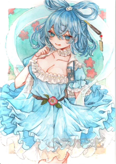 #水彩  #アナログイラスト  #東方Project  #霍青娥青娥白飛びが凄い(   ˙ㅿ˙   ) 
