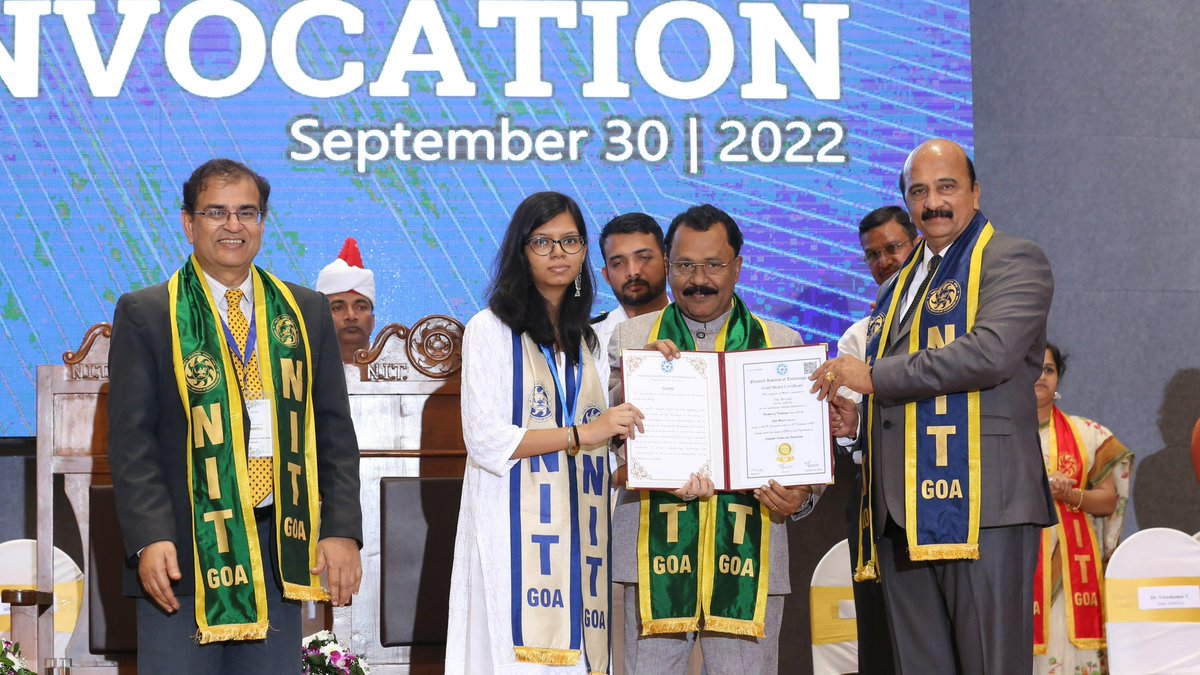 NITGoa_Official's tweet photo. #8thConvocation of NIT Goa was held on 30/09/2022 at Durbar hall of Raj Bhavan Goa in the presence of the 
Honourable Governer of Goa 
His Excellency, P. S. Sreedharan Pillai,
Director of @iitbombay , 
Prof. Subhasis Chaudhuri and the 
Director of NIT Goa, 
Prof. Gopal Mugeraya. https://t.co/noxLvkxumL