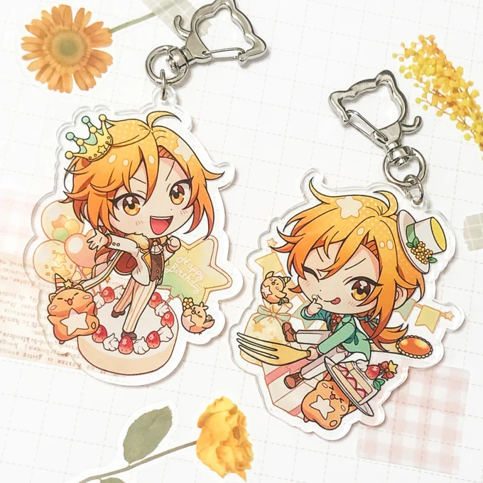 イラストを担当させて頂いた星乃歌カズさんのアクリルキーホルダーが届きました!ネコ型ナスカン可愛い～!!#星乃歌製作所 