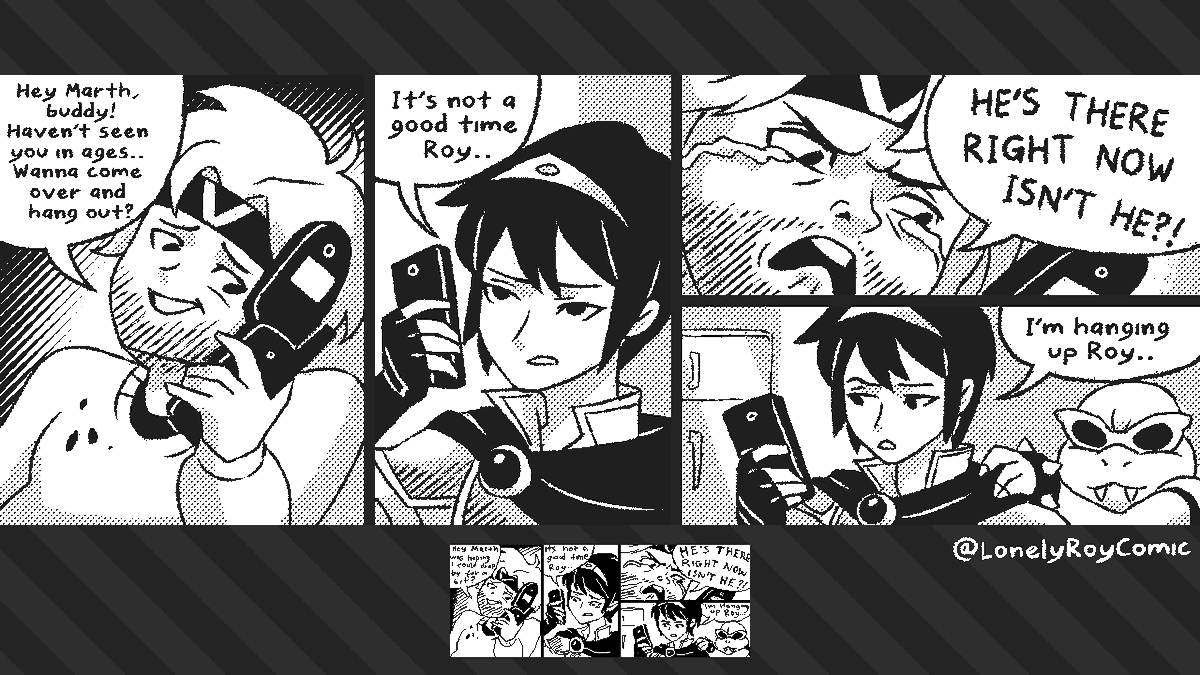 LonelyRoyComic's tweet photo. - Super Smash Bros comic -
Lonely Roy
Miiverse Remaster eps 1 - 3

I'm updating the first 16 comics in the series, so they can be better enjoyed by long time and new readers.

#LonelyRoy #LonelyRoycomic @ArchdanMiiverse https://t.co/ZCuNWtkiMy