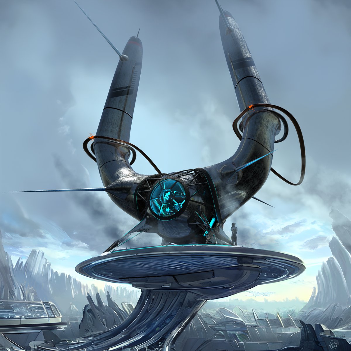 Inevitable pit stop.

#scifi #spaceship #conceptart #ideation #aideation #gravitysketch #clipstudiopaint #ambiguity #metasketching #landing