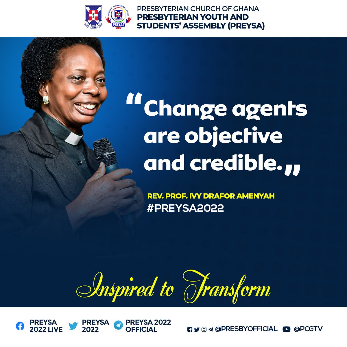 PresbyOfficial's tweet image. "The Christian Youth must push an agenda for Social Change."
#PREYSA2022
#InspiredToTransform