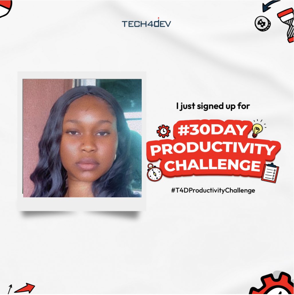 paschalamarachi's tweet photo. I signed up for the #30DayProductivityChallenge by @Tech4devHq

 I shall be sharing productivity updates and wins every day for the next 30 days.

I make a promise to myself to be consistent. 🙏
#30DayProductivityChallenge 
#T4DProductivityChallenge
#Tech4Dev https://t.co/WpDE2EL4Vn
