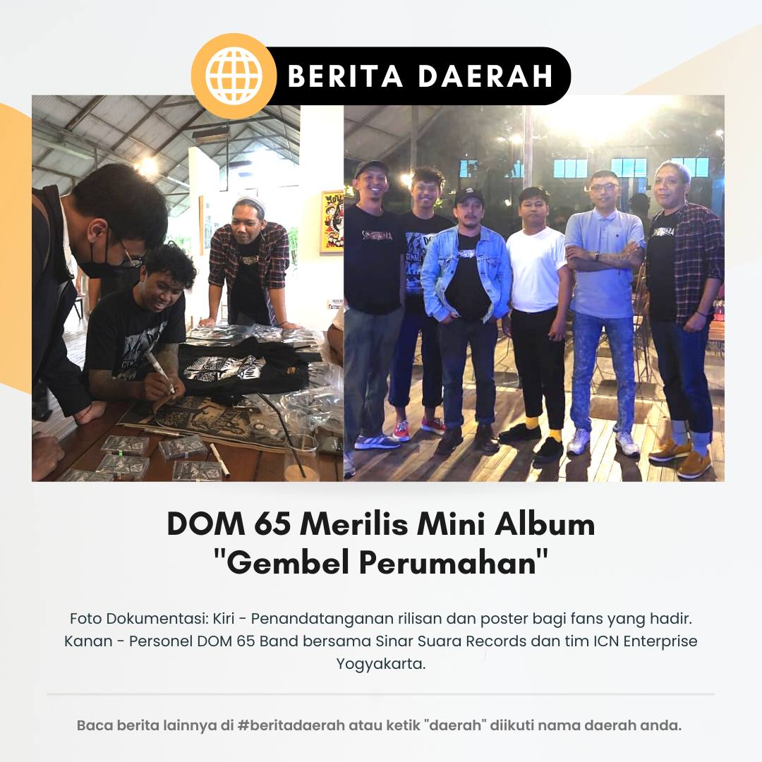 ICN_Enterprise's tweet photo. @dom65band rilis mini album terbarunya.

DOM 65, band streetpunk asal Jogjakarta yang terbentuk 25 tahun silam, kembali merilis mini album bertajuk "Gembel Perumahan".  #dom65band #band #streetpunk #streetpunkband #streetpunkmusic #punk #minialbum  #icnenterprise #gembelperumahan https://t.co/OFOxxSRQXV