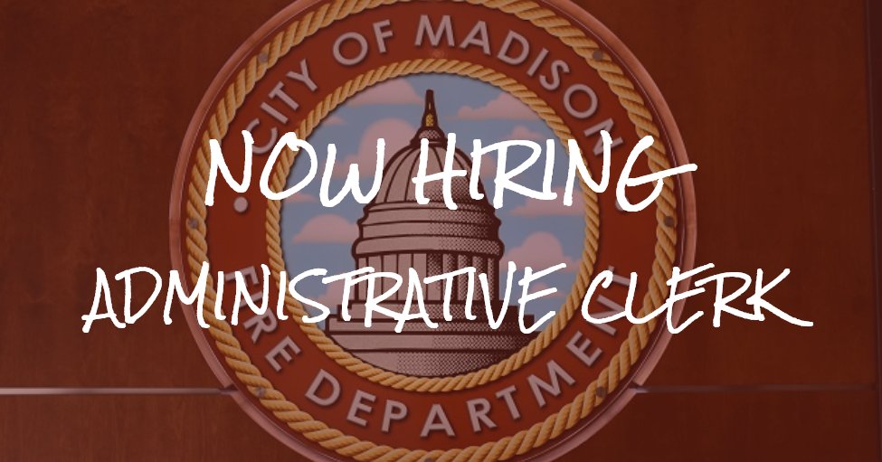 🌟We're hiring!🌟
MFD is hiring two Administrative Clerks to fill vacant or soon-to-be vacant posts. These positions are based at our admin offices in downtown #MadisonWI. Learn more and apply by 11:59 p.m. Monday, October 10: agency.governmentjobs.com/madisonwi/job_…