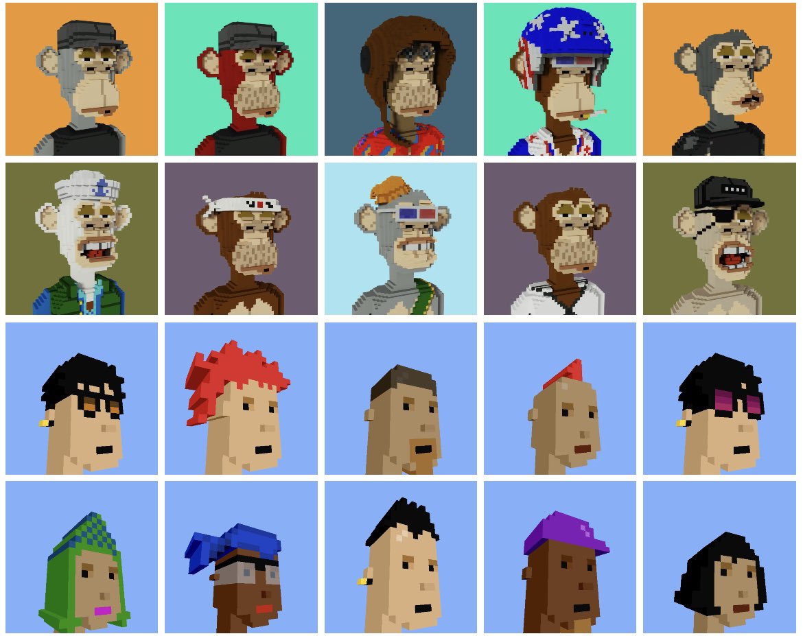 0x_dano's tweet photo. I donโt have any @BoredApeYC or @cryptopunks just yet, but I DID just get my #ApeVoxels airdrop (wrap) from holding #PunksVoxels! BOOM!๐ฅ
@PunksVoxels is one of the OG 10k NFT collectionsโฆ launched even before #BAYC. ๐
What do yโall think? Did I get anything good? ๐คทโโ๏ธ https://t.co/LAhpaMSySA