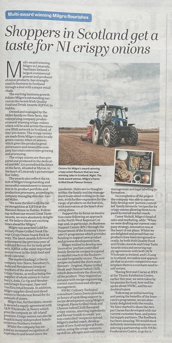 DukeSchomberg's tweet photo. @news_letter Food I look at the success of ⁦@weknowouronions⁩ Milgro crispy onions from Limavady in Scotland with SPAR #lovelocalfood https://t.co/i2h4fX5yUP