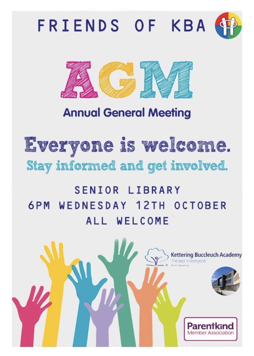 friendskba's tweet photo. Hello lovely KBA families 👋🏻 Would you like to become more involved in our KBA community? Halloween Disco, Christmas Fair, Bingo Night take your fancy? Then come along to our AGM and find out how you can become an invaluable part of our team 💙💛❤️💚P.S We always have cake 🍰🤩 https://t.co/Nloe0TMKaW