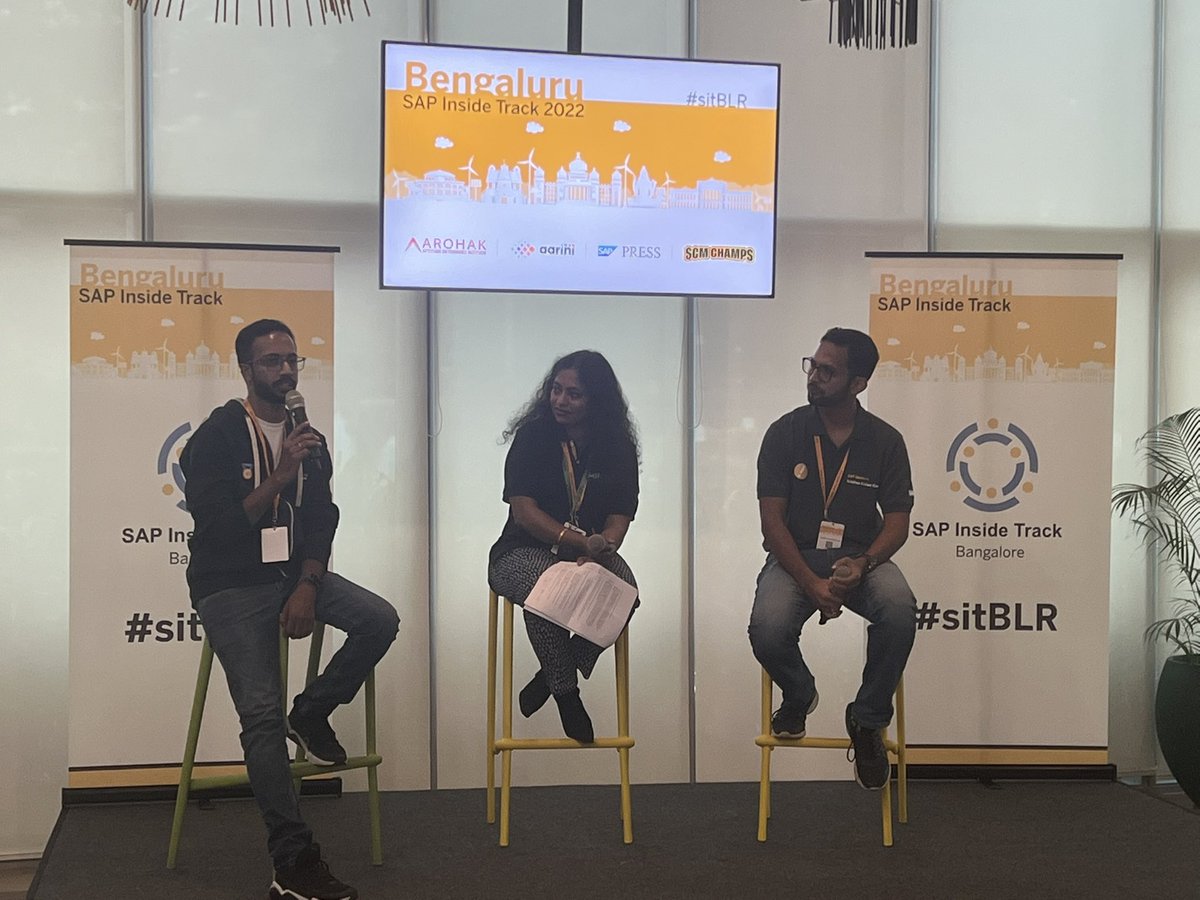 #sitBLR is concluding with this interesting  #fireside #chat by <a href="/SankarParu/">Parvathy Sankar</a> <a href="/learnFiori/">Krishna Kammaje</a> <a href="/ChowdaryRuthvik/">Ruthvik Chowdary 🏅</a> on the great work coming from <a href="/SAPCommunity/">SAP Community</a> activities and tips to be more active &amp; mentors
<a href="/saplabsindia/">SAP LABS INDIA</a> <a href="/gangadharansind/">Sindhu Gangadharan</a> <a href="/findingabhi/">Abhishek Chatterjee</a> <a href="/maheshk_p/">Mahesh Palavalli</a> <a href="/AarifRao/">Mohammad A K Rao</a> <a href="/TulikaDasgupta4/">Tulika Dasgupta</a>