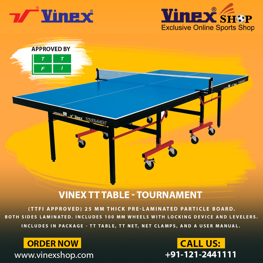 vinexshop's tweet photo. Super Saving Offer: Buy #TTFICertified #Vinex #TTTable - Tournament at Best Price Now. Made of 25 MM Thick Pre-Laminated Particle Board. Both Sides Laminated. Includes in Package - TT Table, TT Net, Net Clamps and a User Manual. Order Online Now at - https://t.co/C7ZguL3boZ https://t.co/XPr6HhJWVE