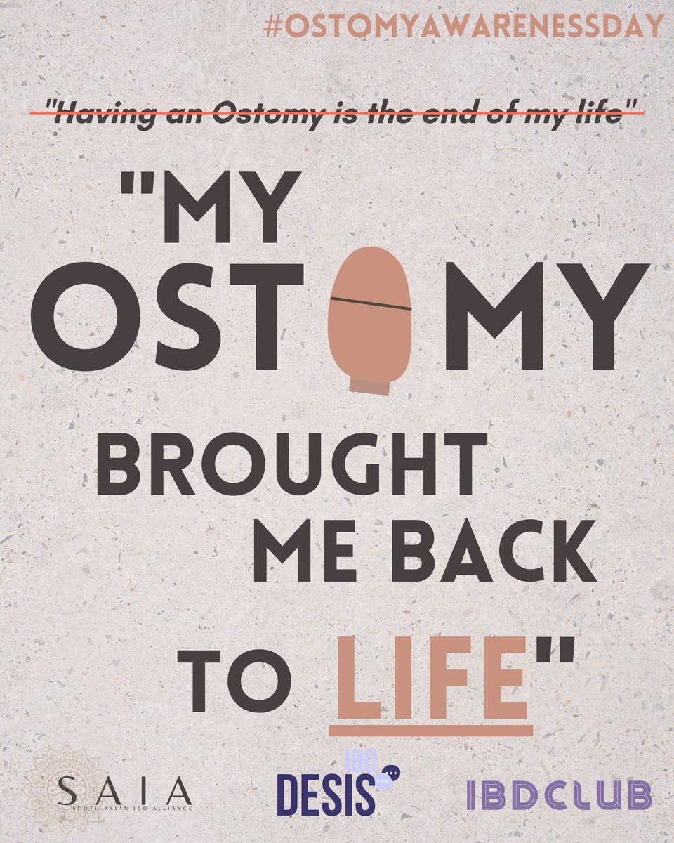 Happy #OstomyAwarenessDay!

In our #SouthAsian culture, it is often looked down upon to have an #ostomy. But at #SAIA, we are here to tell you that our ostomies truly gave us our lives back! Many of us now live fuller lives than before!

And you can too! #OstomiesAreLifesavers