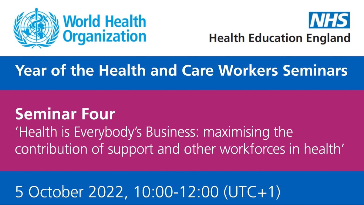 NHSE_WTE's tweet photo. HEE & @WHO are bringing together health and care workforce planners from across the world for a series of seminars on Workforce Planning in support of the Year of the Health and Care Workers programme. Find out more & register for the 4th seminar 👉 https://t.co/StBILzmM7H
#YHCW https://t.co/3LdezcWoPI