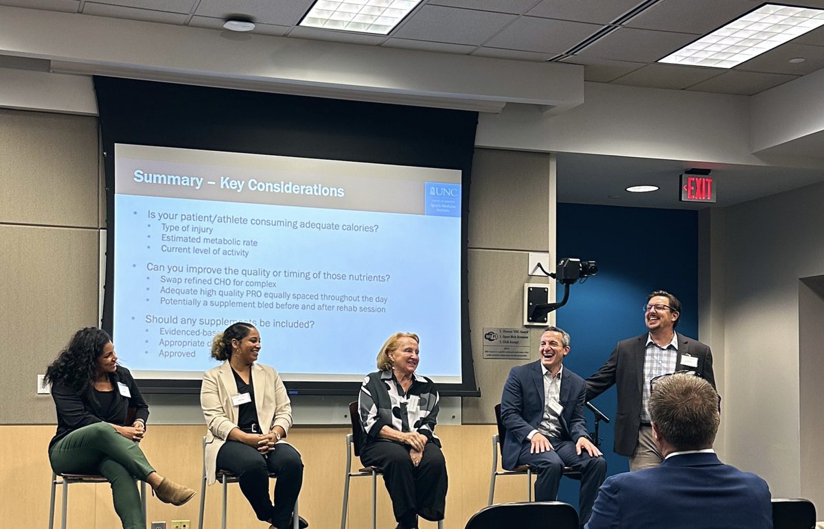 shelbybaezatc's tweet photo. It was an honor to be able to present in the same session as these amazing researchers and leaders in our field at the first annual @UNC_SMI conference! We hope to see everyone again next year!#keepingactivepeopleactive #kneeinjury #rehabilitation https://t.co/zBfAYVPngL