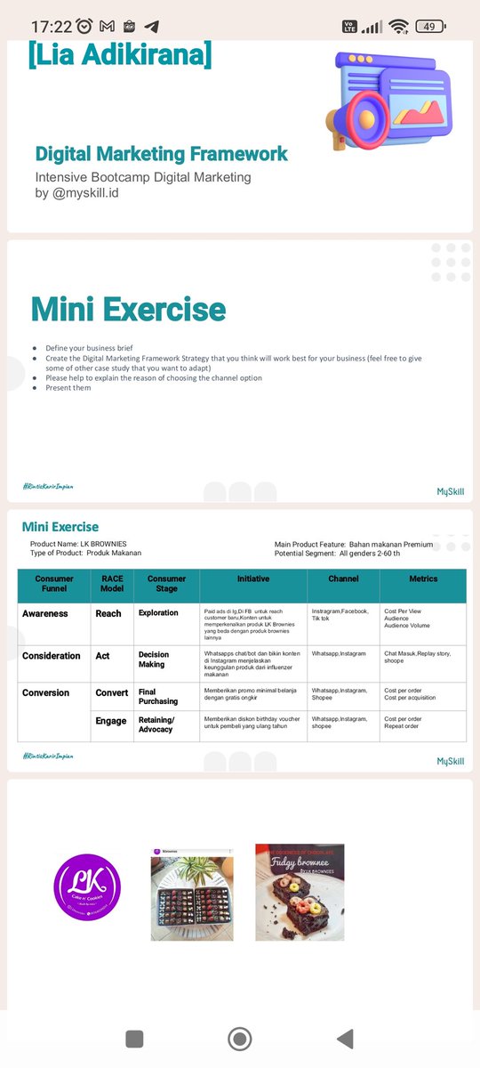 leeyachubby's tweet photo. Mini task Digital Marketing Framework dengan menggunakan produk sendiri sebagai bahan latihan @myskill_id #DigitalMarketing #learnatmyskill #batch14 https://t.co/H5pfTowkaM