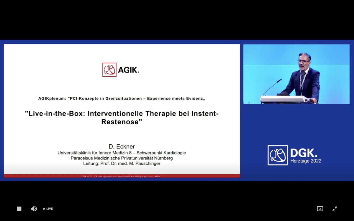 KardiologieHH's tweet photo. #AGIKplenum-Session at #DGKHerztage
➡️#PCI in Grenzsituationen
#Experience meets #Evidence
#LiveInTheBoxCase: Treatment of #ISR https://t.co/dpui74N9AJ