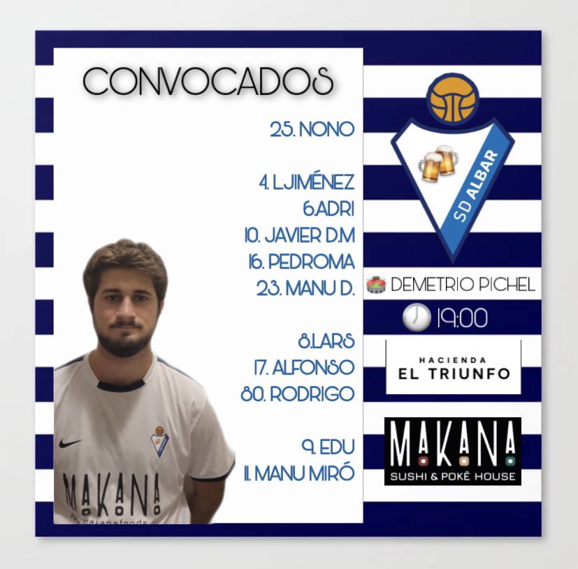 SD_Albar's tweet photo. Estos son los jugadores convocados para el primer partido de la @F7Sevilla . La única baja es Carvajal. ¡Vamos!

#SD_Albar🤍💙 #VámonosAlbar https://t.co/JMmkyZaRA5