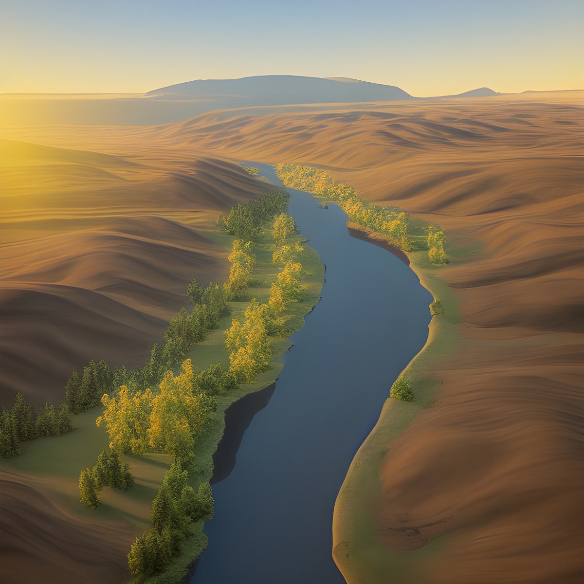Yakima River - Made in <a href="/NightcafeStudio/">NightCafe Studio</a>.
Available on <a href="/redbubble/">Redbubble</a>: tinyurl.com/3avjsu9r

#aiart #digitalart #nightcafe #DigitalArtist #AIart #aiartcommunity #redbubble #Artists #artist #art #shopping #indie #landscape #PNW #artprints #gift #giftideas #UnrealEngine #AiArtworks