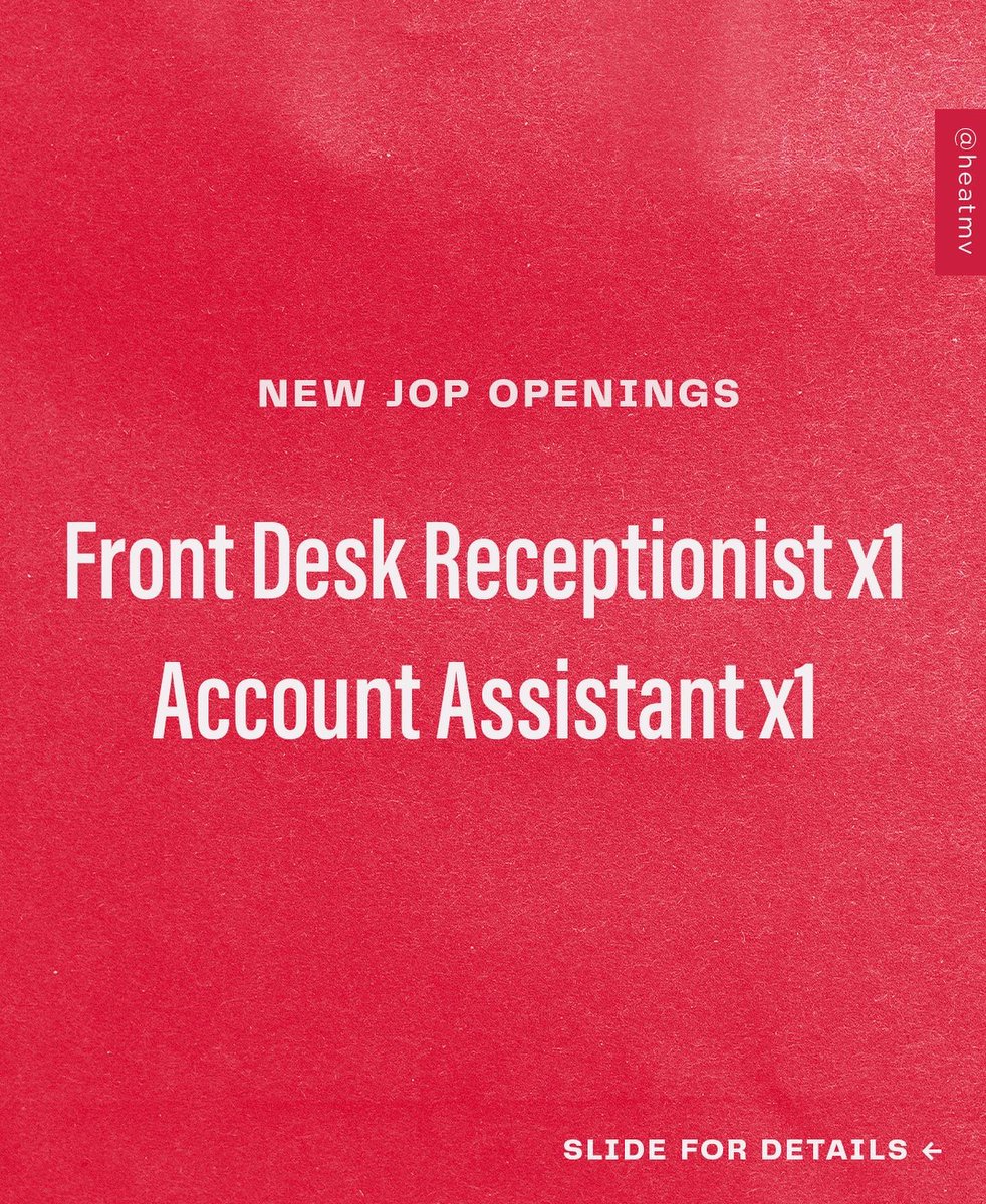 heatmv's tweet photo. Job opening alert 🚨 We've got some openings on our team here. Feel free to reach out to us for more info via phone or email. https://t.co/QXtYsirG0A