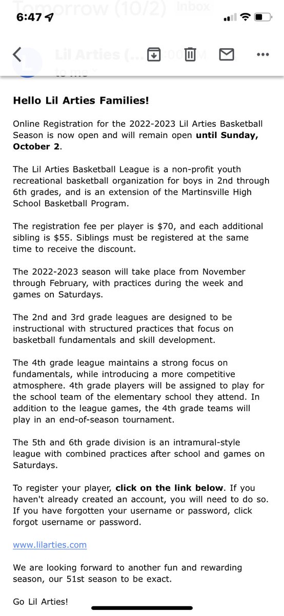 Lil Arties Registration—Deadline Sunday ⁦<a href="/MSDMartinsville/">MSD of Martinsville</a>⁩ ⁦<a href="/AwesomeArties/">Martinsville HS</a>⁩