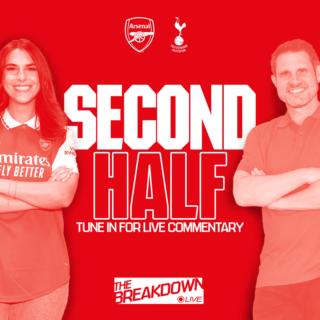 Arsenal's tweet photo. ⏰ We're underway for the second half

💥 Join us for all of the action on https://t.co/4KJlfKW7rt 👇

🔴 1-1 ⚪️ (46)