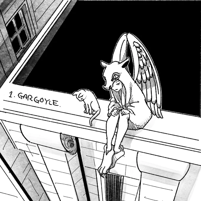 #インクトーバー 今回完走は無理かも(弱気なスタート)…でも、お題に沿って描くのがすごく楽しい💕 #gargoyle #inktober2022