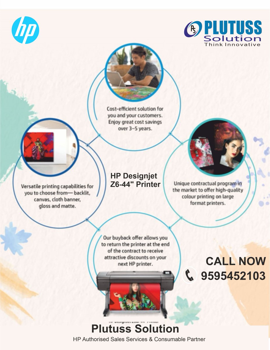 PlutusSolution's tweet image. HP Designjet Z6 - 44&quot; Printer 
Cost effective solution for you and your customer. Enjoy great cost savings over 3-5 years. Call for more details on 9595452103.
#hpplotter #HPDESIGNJET #largeformatprinting #wideformatprinting #HPLargeFormatPrinter #wideformatprinter #HPPrinter