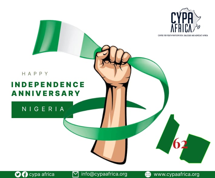 CypaAfrica's tweet photo. Happy Independence Anniversary Nigeria.
Big 62!!!
@SituationRoomNg 
@USinNigeria 
@lazapir 
@AishaYesufu 
@inecnigeria 
@EiENigeria 
@AmbChrisIyama https://t.co/AjT8daR88e