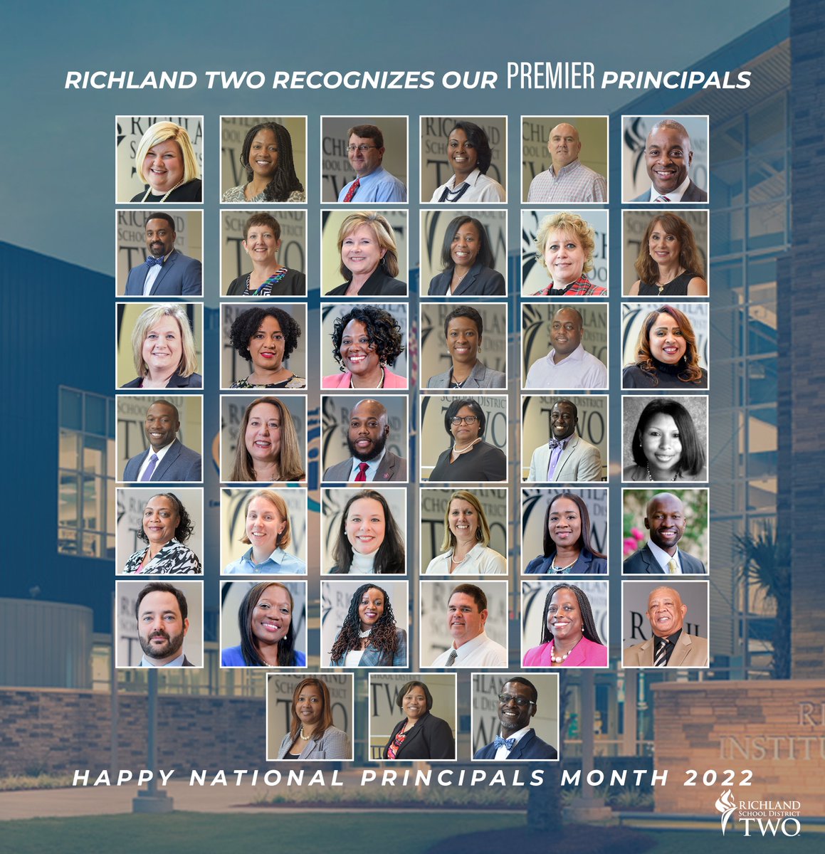 🎉HAPPY NATIONAL PRINCIPALS MONTH!🎉
Sending a big THANK YOU to all of our AMAZING RICHLAND TWO PRINCIPALS!
We appreciate all of you yearlong, but especially during the month of October. Your leadership is vital to creating an environment of Learning, Character, Community &amp; Joy.