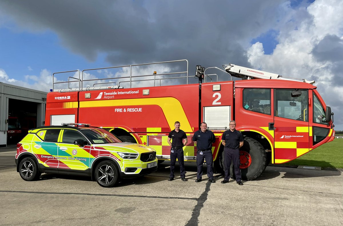 ERDT_training's tweet photo. Well done to the two new Instructors and one recertification instructor from Teesside Airpot Fire Service for passing there Emergency Response Driving Instructors course Accredited by SFJ Awards. Next stop Dubai next week. #RFFS #AFFS https://t.co/GZtFeri9wu