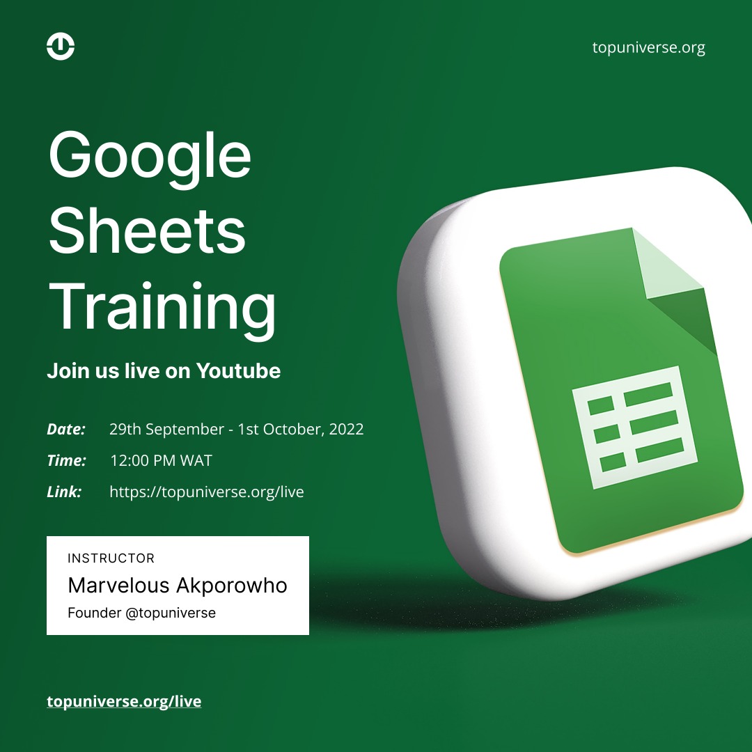 topuniverse_org's tweet image. Join us now for the grand finale; Click the link below to join the livestream

youtube.com/watch?v=xzS-b-…

#excelsheets #GoogleSheets #tech #productdesigners #uiux #devs #projectmanager #blacktechtwitter 
#100daysofcoding #topuniverse_org