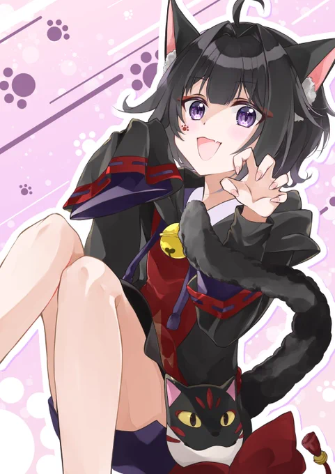 【ご依頼】猫乃いお()様の立ち絵(既存絵からモデリング用に)&キービジュアルを描かせていただきました。キュートなお耳が特徴的な和装のケモミミVtuber様です動きもとても可愛いです!ありがとうございました! いお様youtube⇒(onl.la/J1aeawd)(^^  #有償依頼 #Vtuber
