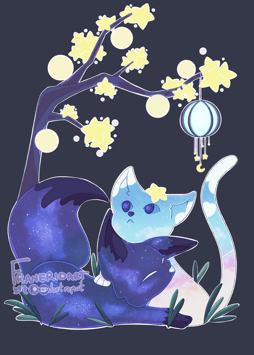 「A little dawn kitty and night sky fox!  」|Franのイラスト