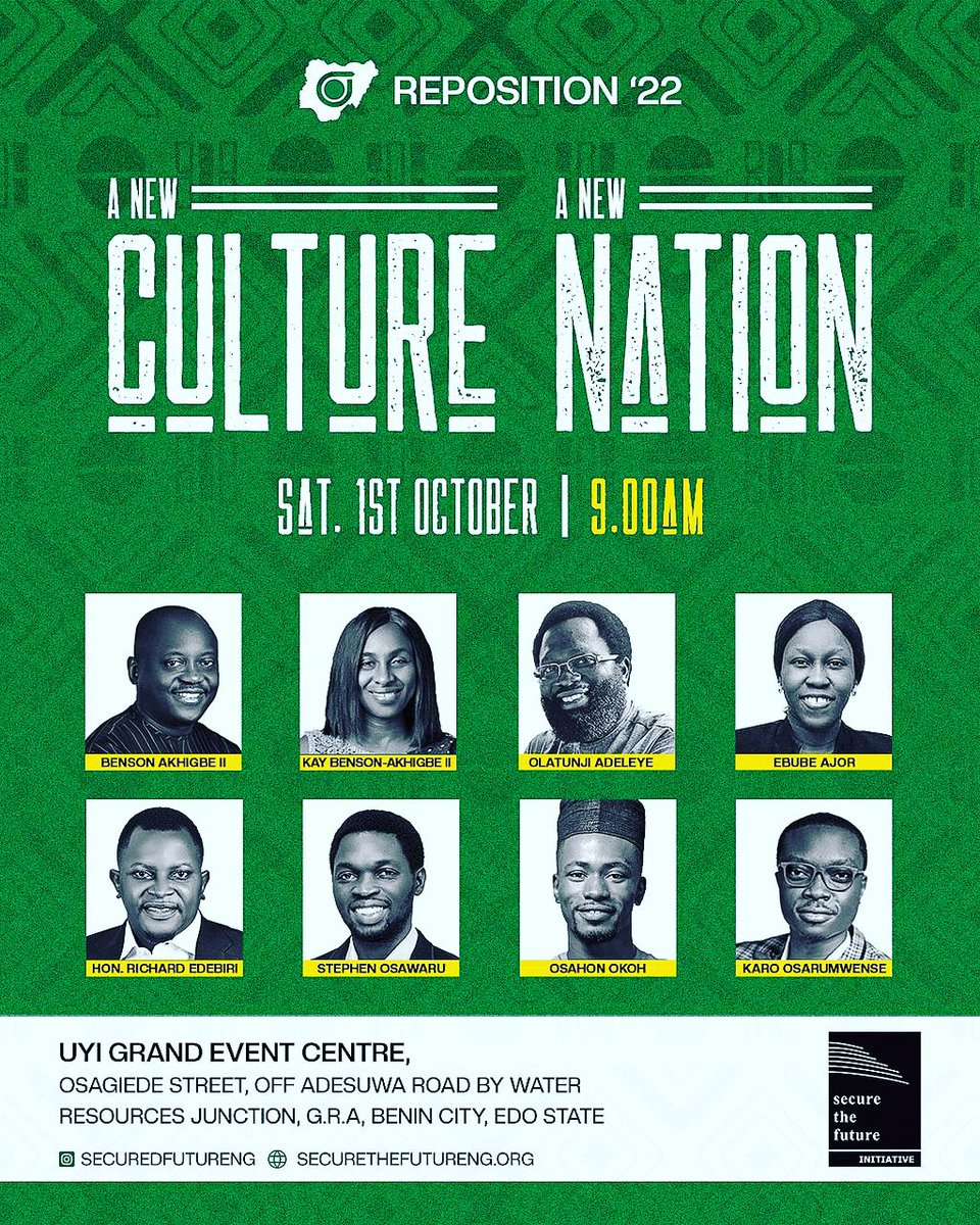 SecuredFutureNG's tweet photo. The Reposition summit 2022 is here!

Join in the conversation of A New culture, A new Nation.

Livestreaming is available at 
 https://t.co/QpUWqxw7jS

#Nowisthetime
#TheRepositionSummit2022
#SecuredFutureNg https://t.co/jnPWLb4Bzu