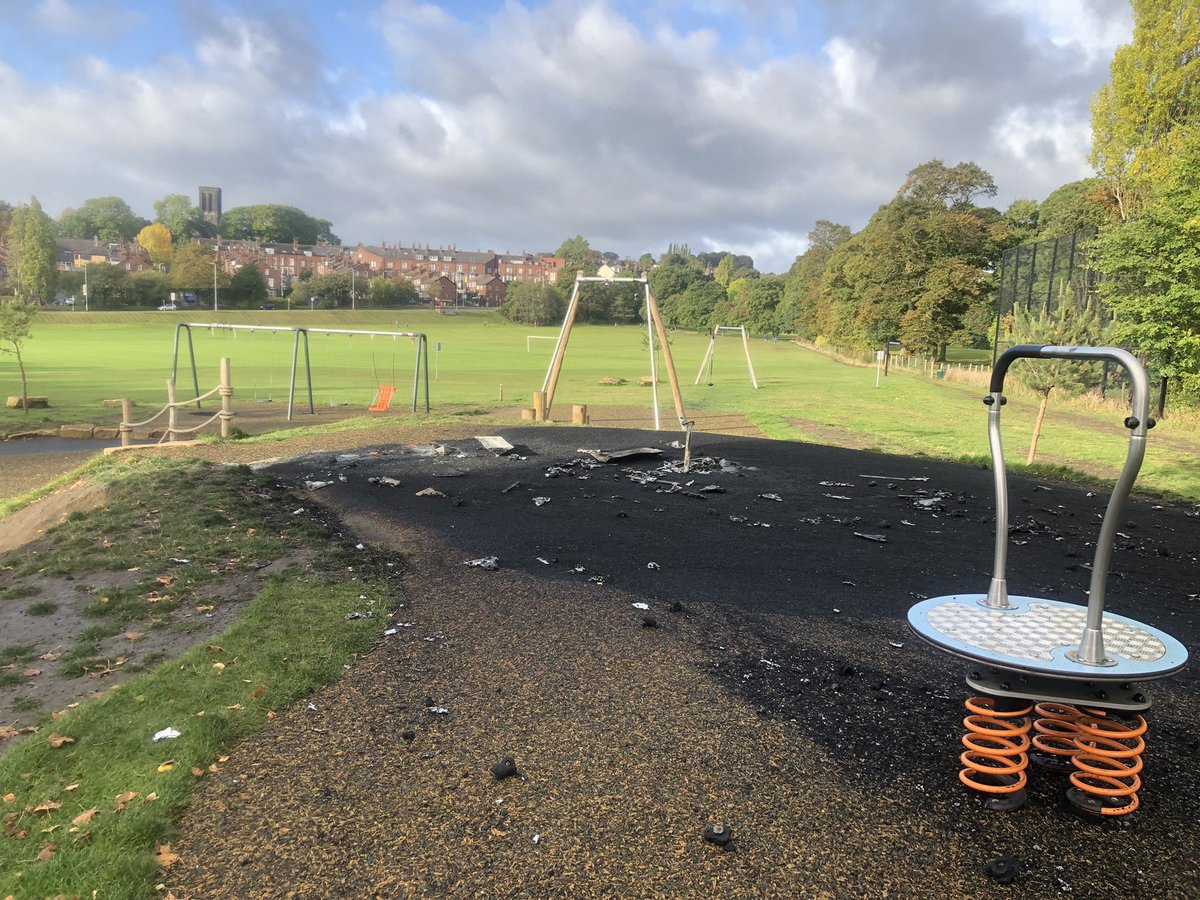 I am heartbroken to see the awful damage to the new playground at #Armley Park. We have asked for the site to be cleared immediately so that it is safe for families to use. If anyone has any information about who is responsible for this damage, please contact the police.