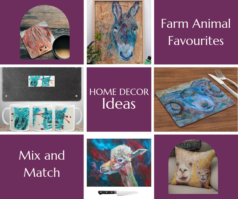cskinnerartist's tweet photo. It's #WorldHandmadeDay so here are some homeware items made from my colourful farm animal designs. Original acrylic paintings for animal lovers are also available  https://t.co/VbYhBLN5vF #handmadehour @HandmadeHour https://t.co/NyUgJhjEqG