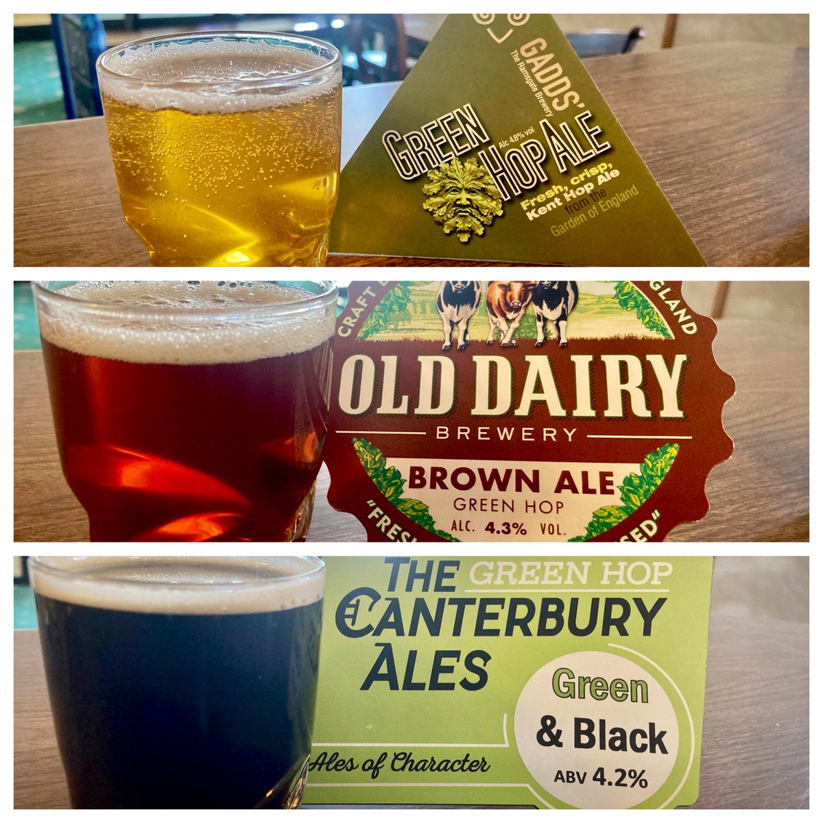 It’s Green Hop Weekend 💚
We’re starting you off with these 3, with more to come later
<a href="/RamsgateBrewery/">Ramsgate Brewery</a> Green Hop Ale 4.8%
<a href="/OldDairyBrewery/">Old Dairy taproom</a> Brown Ale Green Hop 4.3%
<a href="/CanterburyAles1/">The Canterbury Ales</a> Green and Black 4.2%

#RealAle #GreenHopAle #FreshHops #SupportYourLocal #VillagePub #CAMRA