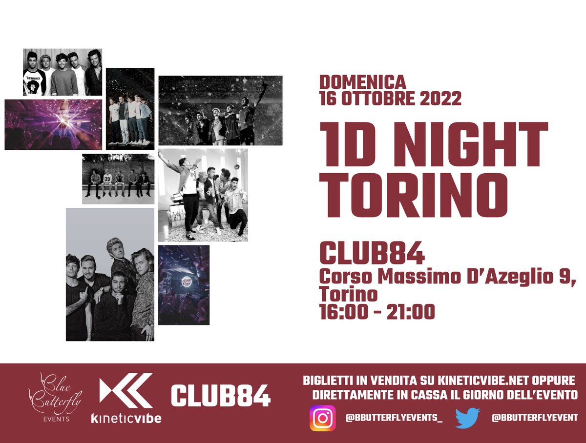 Kinetic_Vibe's tweet photo. Come sarebbe tornare nel momento in cui una delle band più popolari di sempre pubblicava una hit dopo un'altra?
Kinetic Vibe in collaborazione con @BButterflyEvent presenta la 1D Night Torino al Club 84!

Tutte le info e i biglietti early bird sul sito: https://t.co/6RL8xvCmFn https://t.co/z0bKrZZSSK