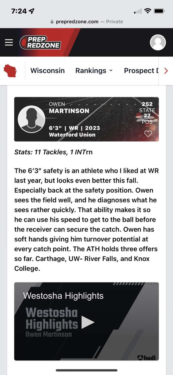 OwenMartinson1's tweet photo. Thank you for the write up!! @PrepRedzoneWI @MJ_NFLDraft https://t.co/mGNFAcQLMA
