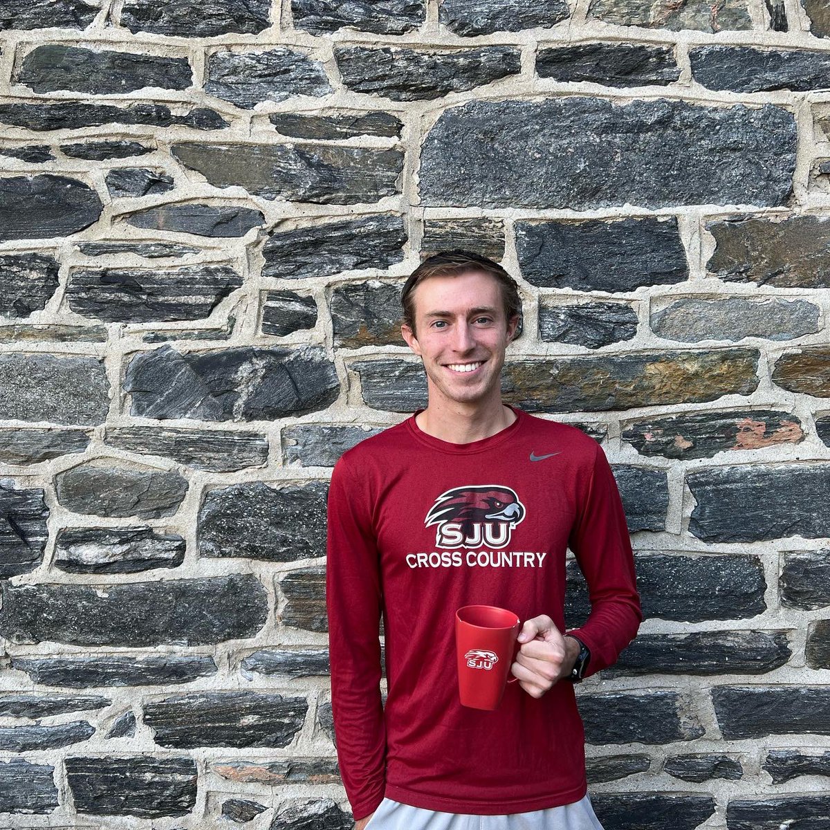 SJUHawks_MTXC's tweet photo. Our very own Matt Coffey here to wish everyone a happy #nationalcoffeeday ☕️ https://t.co/a0Nh4gvEof