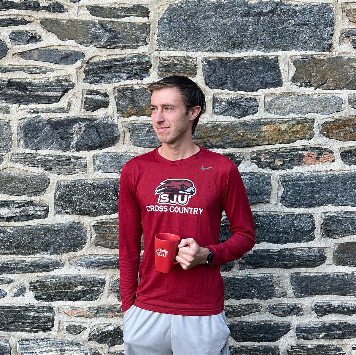 SJUHawks_MTXC's tweet photo. Our very own Matt Coffey here to wish everyone a happy #nationalcoffeeday ☕️ https://t.co/a0Nh4gvEof