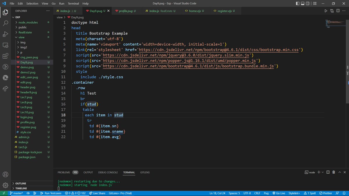 rahuldotsol's tweet image. Day 9 Displaying Data In Pug file after Passing data to Pug file.
  
#30dayofcode #30dayofdev #30dayofweb #NodeJS  #webdevelolment #webdev #expressjs #pug #backend #fullstackdeveloper #frontenddev #100daysofcoding #webdevelopers #MySQL #databases