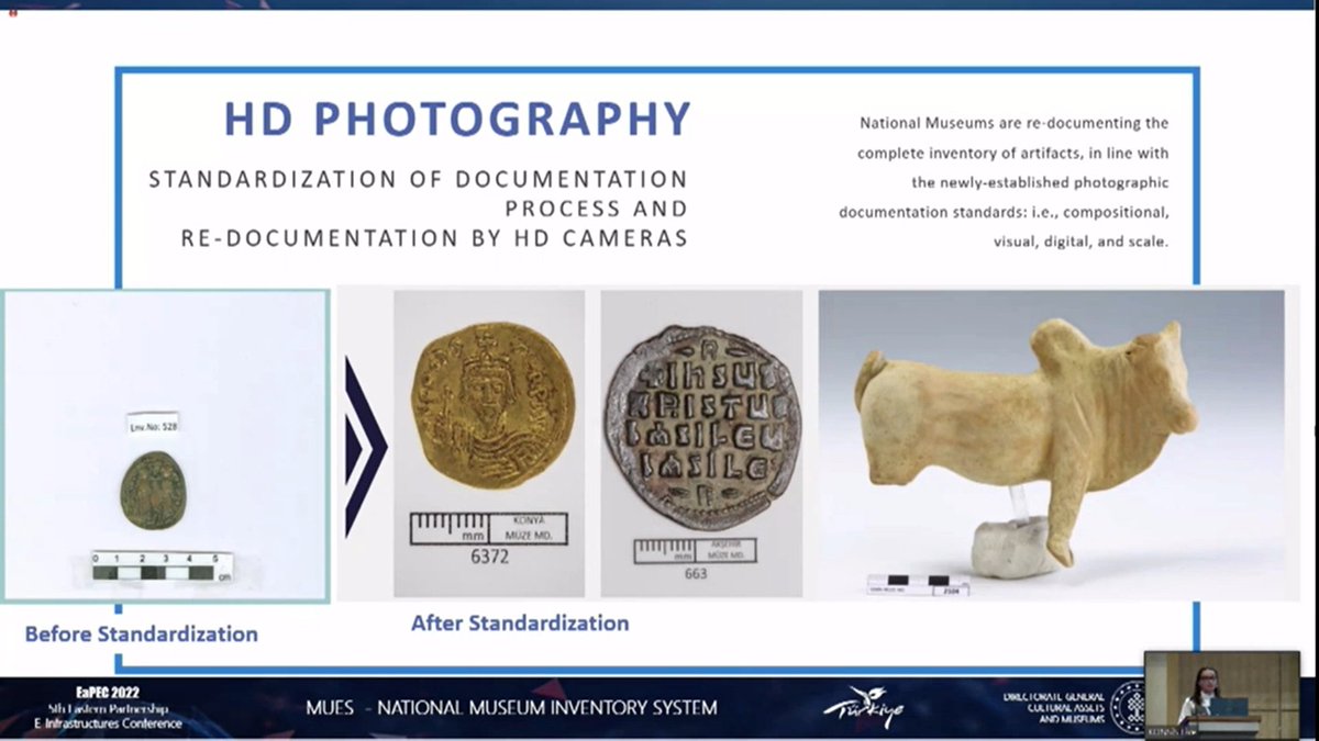 TetianaPreobra's tweet photo. “The goal of MUES is to bring Anatolian culture into the future in the light of technology”, Irmak Güneş Yüceil from the Ministry of culture of the Republic of Turkey about Turkish National Museum Inventory System MUES at the #EaPEC 2022 @EaPConnect_News @AzScienceNet https://t.co/PUqRNvhRrM