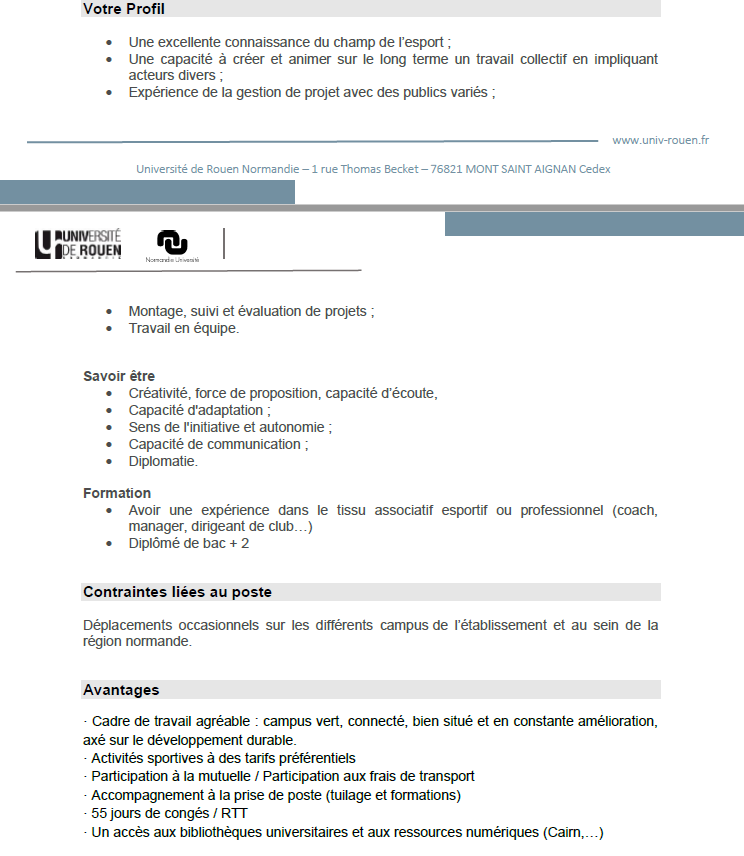 NicoBesombes's tweet photo. [Offre d'emploi - Animateur.trice esport]
L'@univrouen et le @LaboCETAPS recherchent une personne disponible pour manager et animer les séances de pratique esportive au sein de l'Université.
Un poste stimulant et ambitieux au sein d'une institution. 
https://t.co/dSR2bo3EGI https://t.co/FtfN1MxpCn