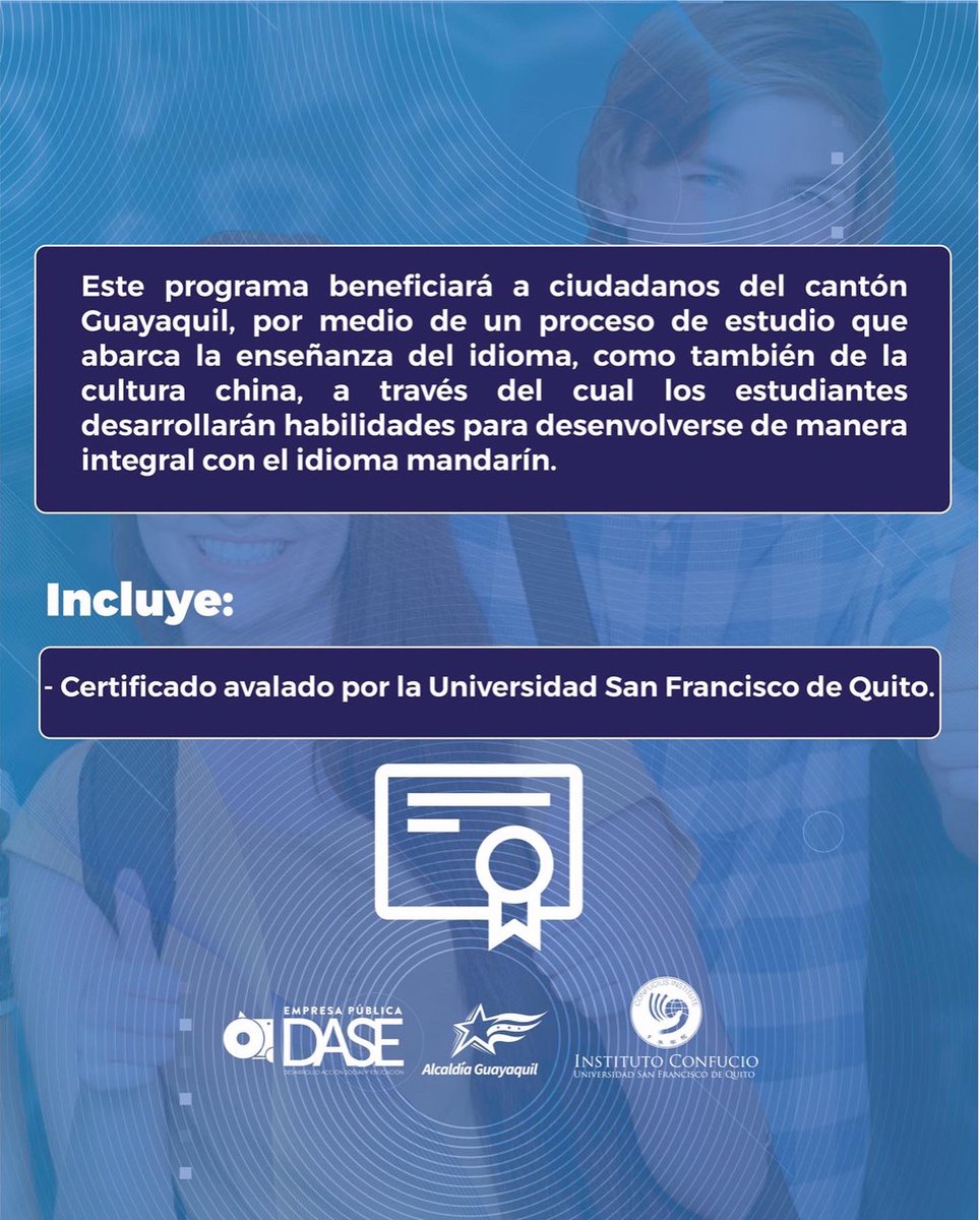 DASEAlcaldiaGye's tweet photo. ¡Postulaciones abiertas! 🙌🏻

Becas 100% gratuitas del idioma mandarín. 💪🏻

✅Revisa en este post todos los requisitos para postular. Contáctate directamente con el Instituto Confucio a través de los diferentes medios que se exponen en esta publicación. https://t.co/N8i4jwbwdj