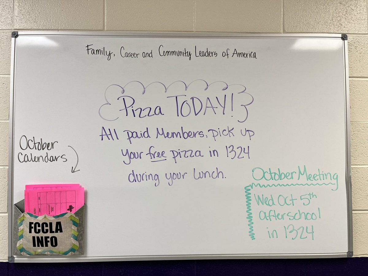 MRHSFCCLA's tweet photo. FCCLA Members check out our new information board located in the 1300’s hallway. Pick up your October calendars here! 😈💜 https://t.co/G7JPes5wf2