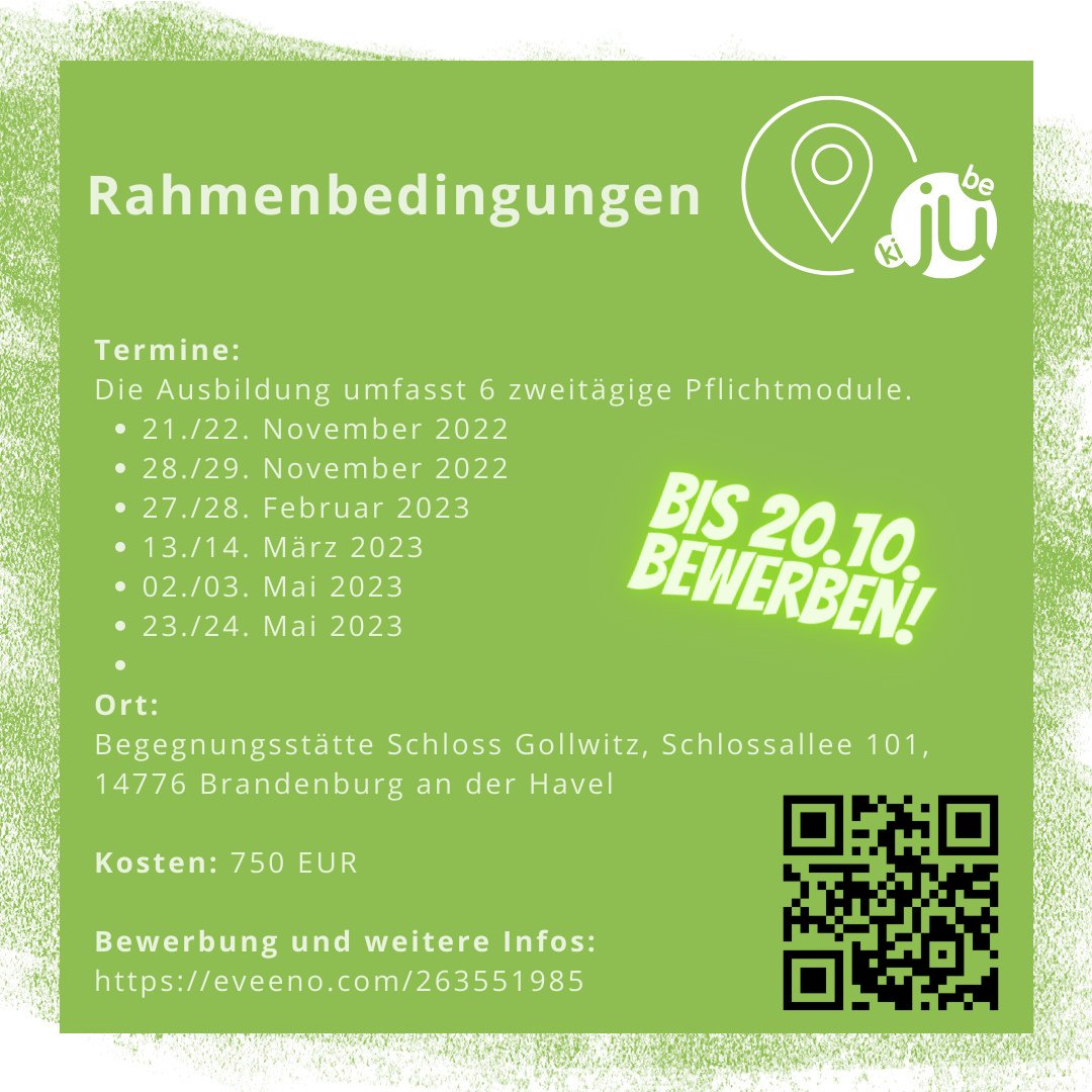 Wir qualifizieren! 
Weitere Infos: eveeno.com/263551985
#jugendbeteiligung #kommune #beratung #qualifizierung