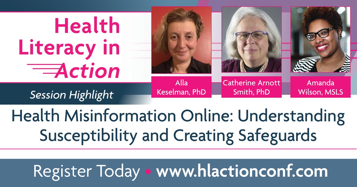 Contemporary health information technology created a new sense of urgency in addressing health misinformation, this session at HLiA will help professionals recognize and communicate health information quality markers. Register today ! #healthliteracy #healthmisinformation